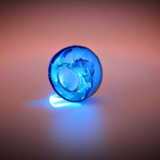 Image similar to a fantasy ring, blue glow, realistic reflections, intricate details, cinematic lighting, depth of field, octane render