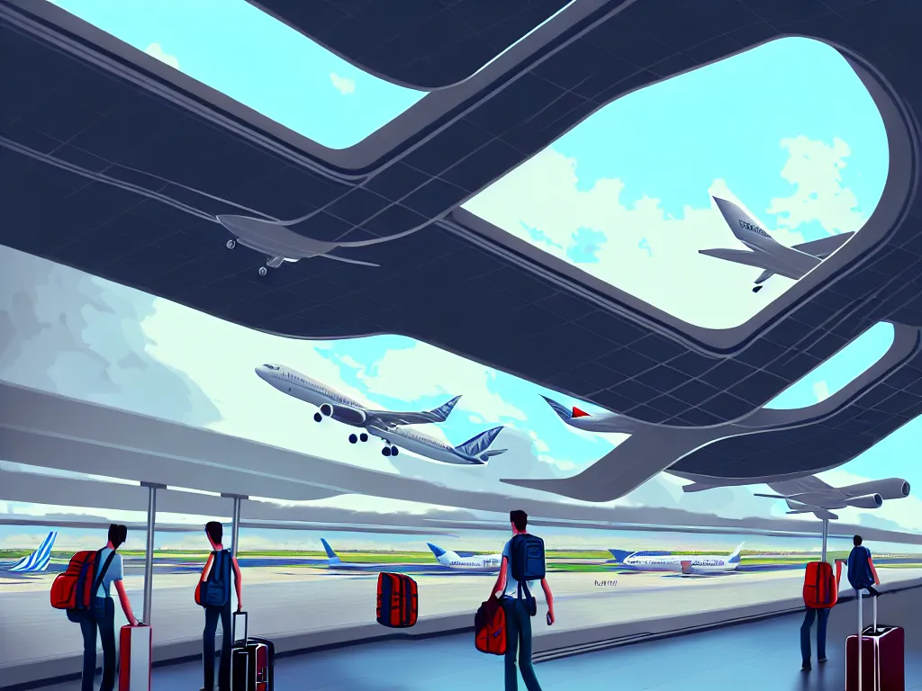 Image similar to I get to the airport, detailed illustration, digital painting, trending on artstation
