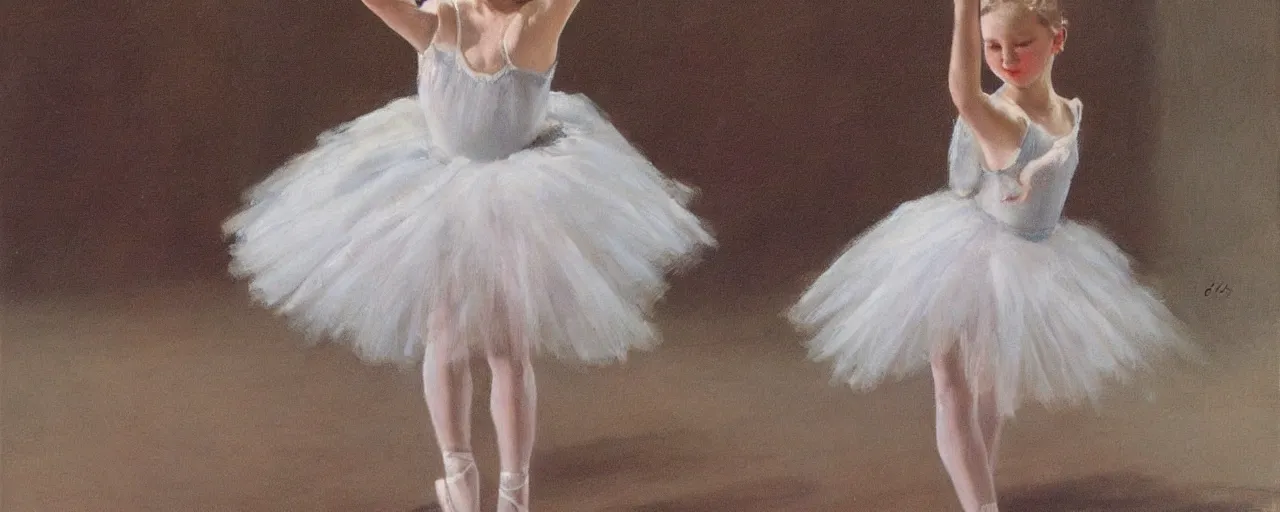 Image similar to young ballerina dancing, andrew loomis, painting