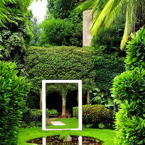 Image similar to a portal in a garden, by roberto burle marx