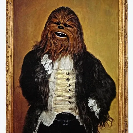 Prompt: chewbacca as an 1 8 th century nobleman, painted by john everett millais