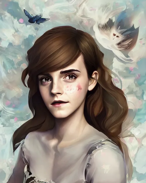 Image similar to beautiful full body Emma Watson smiling, art by Annegret Soltau, lois van baarle and loish and ross tran and rossdraws and sam yang and samdoesarts and artgerm, digital art, highly detailed, intricate, sharp focus, Trending on Artstation HQ, deviantart, unreal engine 5, 4K UHD image, 3D unreal 5, DAZ, hyperrealistic, octane render, cgsociety, Photolab, Lightroom, 4K, Dolby Vision, Photography Award, Irving Penn