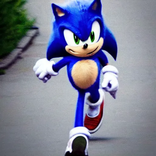 Image similar to Low Quality paparazzi photo of sonic