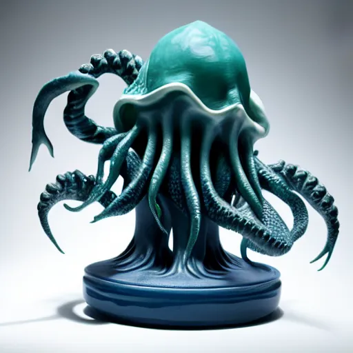 Prompt: a porcelain sculpture of cthulhu product shot