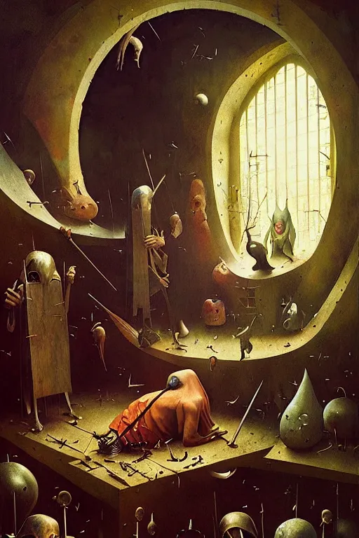 Prompt: hieronymus bosch, greg rutkowski, anna podedworna, painting of bring home the pain