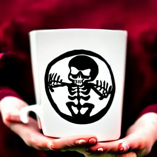 Image similar to a cup with a skeleton saying'gaming '!!! on it,'gaming '!!!