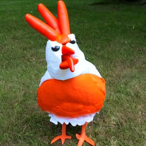 Image similar to chicken dressed as an inmate