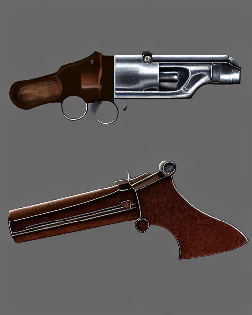 Image similar to realistic detailed revolver, matte painting