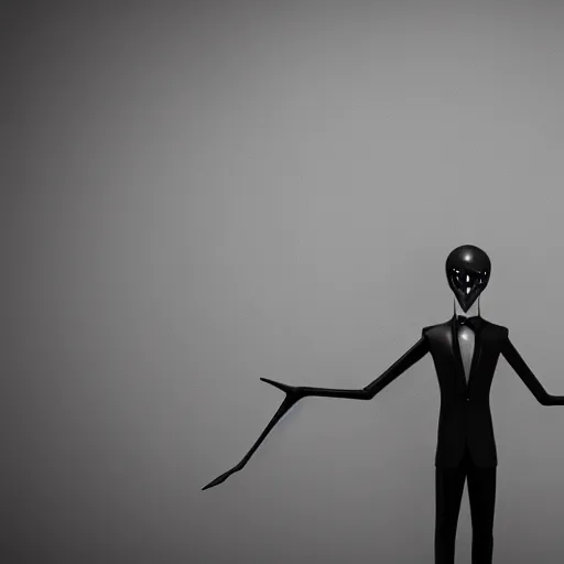 Image similar to fearsome slender man luring in dark, hyper realistic, detailed, 4 k, octane render, 4 k, dark color