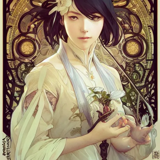 Image similar to sode no shirayuki, artgerm, greg rutkowski, alphonse mucha,