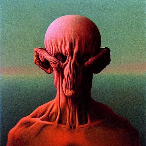 Image similar to a portrait of a creature by zdzisław beksiński