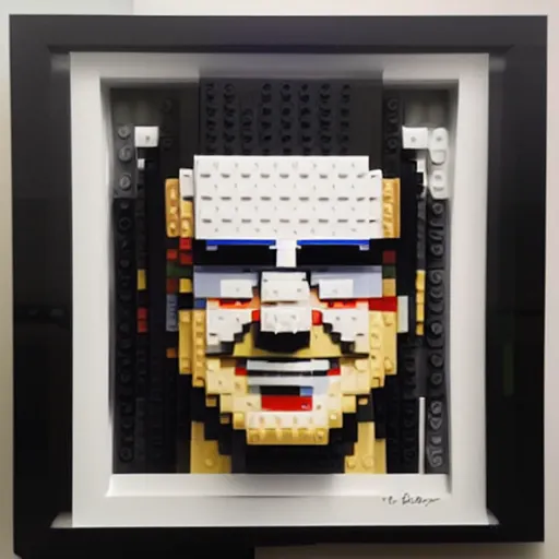 Image similar to portrait of Bono made of Lego