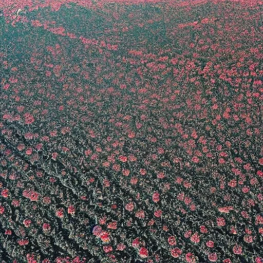 Prompt: japanese cherry field on the surface of jupiter