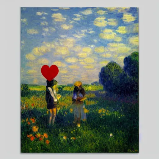 Image similar to beautiful painting of companion cube in a beautiful landscape, monet, rhads, renoir, degas