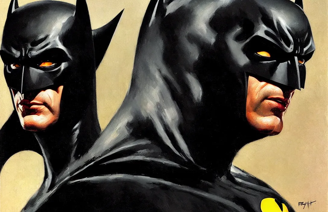 Prompt: portrait of 1 9 6 0's batman!!!!!!!!!!!!!!!!!!!!!!!!!!!, detailed face, detailed painting,, epic lighting, by ilya repin, phil hale and kent williams