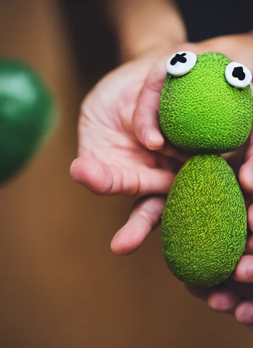 Prompt: dslr photo portrait still of an avocado as a muppet!!!! 8 5 mm f 1. 8