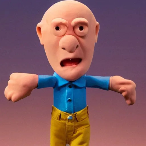 Image similar to claymation man wide head