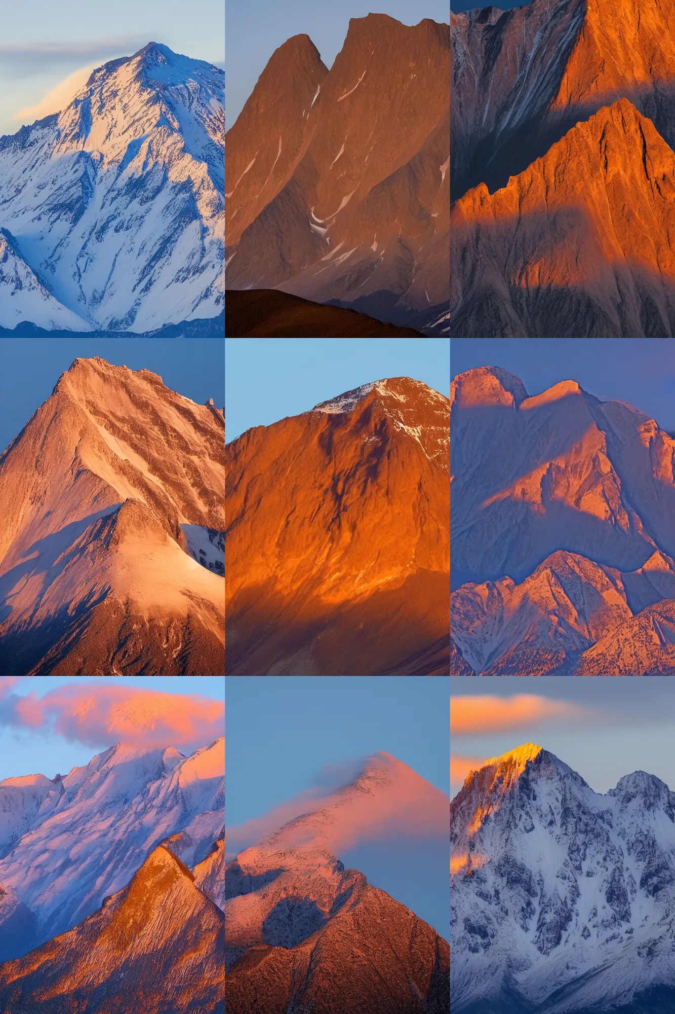 Prompt: The Llama Mountain — a contour of a LLama face is visible in the shape of a Mountain range at sunset