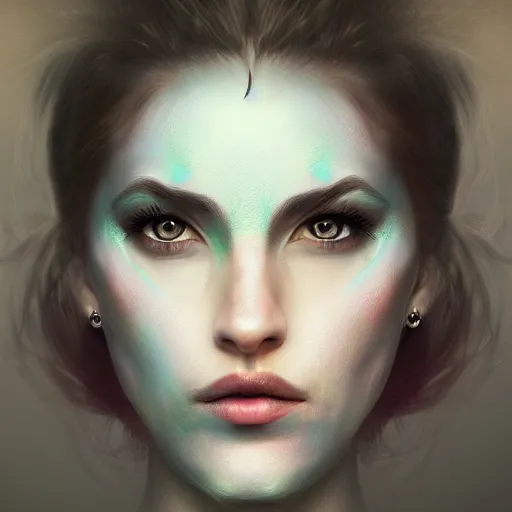 Image similar to face portrait of a woman, inspired by mandy jurgens, face jewellery, light make up, 4 k, high detailed, illustration, surreal fantasy