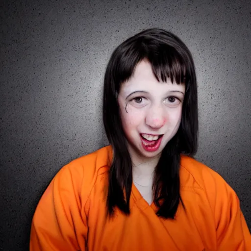 Image similar to photo of a cute chick dressed as an inmate