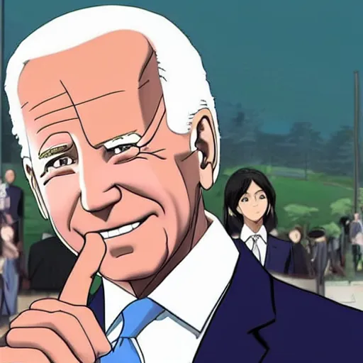 Image similar to joe biden as anime girl anime style, high detail, anatomically correct,