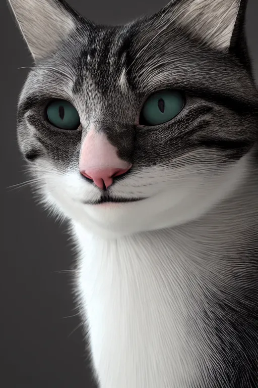 Image similar to a cat wearing a formal overcoat, portait photo, profile picture, hyperrealistic, concept art, octane render, unreal engine 5, digital art, high quality, highly detailed, 8K, cute, defined face, elegant clothes, trending on DeviantArt, Pixar style