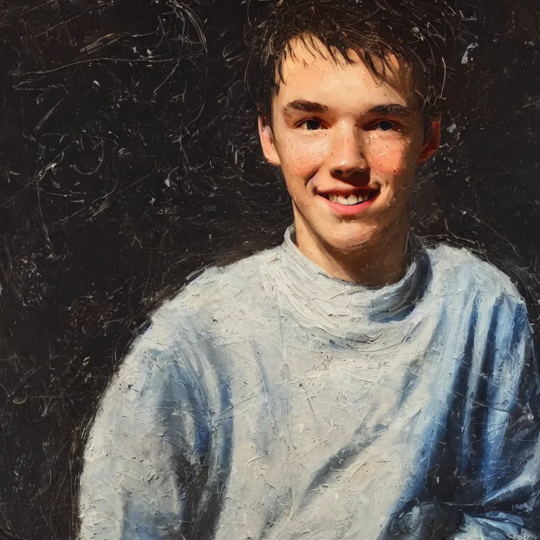 Prompt: Beautiful warmly lit close up studio portrait of young teenage Doctor Strange sweetly smiling cute, impasto oil painting heavy brushstrokes by Cy Twombly and Anselm Kiefer , trending on artstation dramatic lighting abstract Expressionism