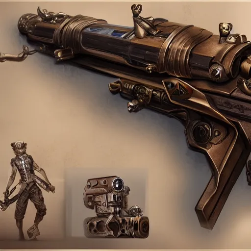 Prompt: a steampunk nerf gun, matte painting, concept art, trending on Artstation