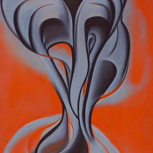 Prompt: An abstract painting of swirling elephants by Salvador Dali, orange and gray color palette