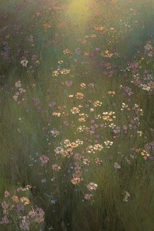 Prompt: an intricate artistic painting of a beautiful wallpaper art pattern made of elegant meadows with painterly motives and textures, hyper detailed, octane render, vivid colors, artstation, by jeremy mann, by alphonse mucha