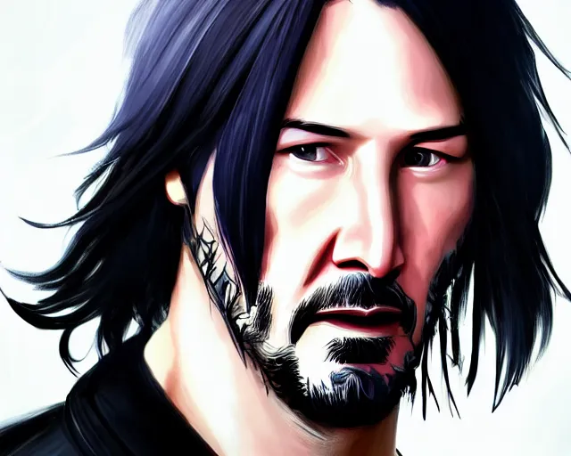 Image similar to portrait of keanu reeves from league of legends by jessica oyhenart, deiv calviz, trending on art station, pixiv top monthly, cinematic, league of legends splash art, anime
