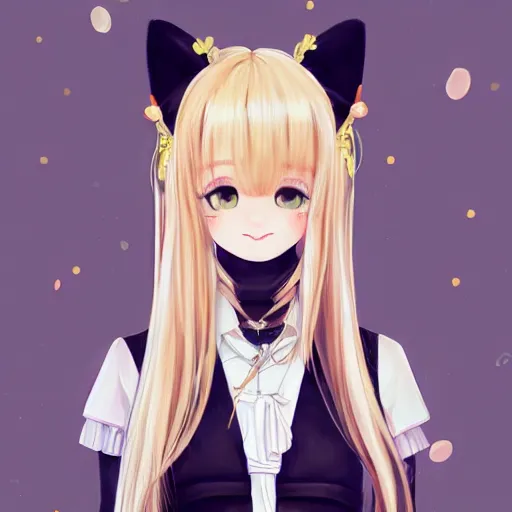 Image similar to realistic beautiful gorgeous natural cute Blackpink Lalisa Manoban blonde hair cute fur blonde cat ears in maid dress outfit golden eyes artwork drawn full HD 4K highest quality in artstyle by professional artists WLOP, Taejune Kim, Guweiz, ArtGerm on Artstation Pixiv