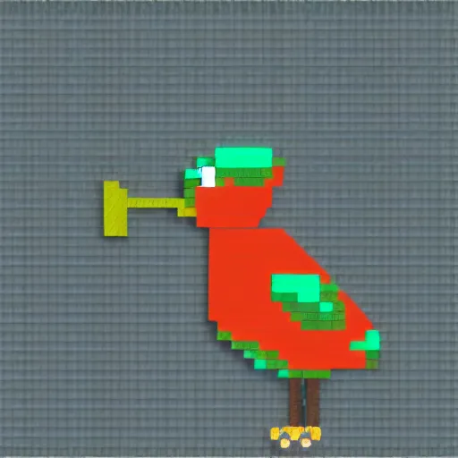 Prompt: a bird with a hat in pixelart