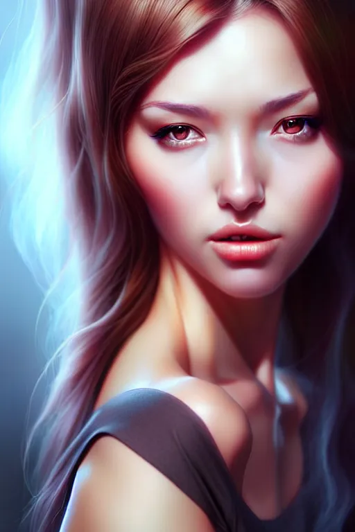 Image similar to Photorealistic hyperrealism woman by Artgerm and WLOP, Pixiv