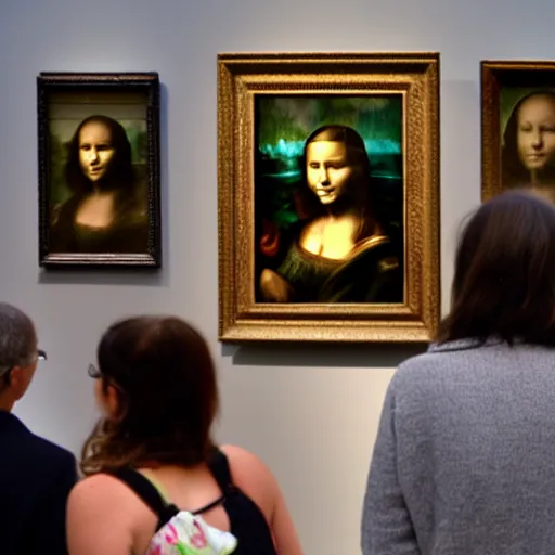 Prompt: mona lisa angry on the museum visitors