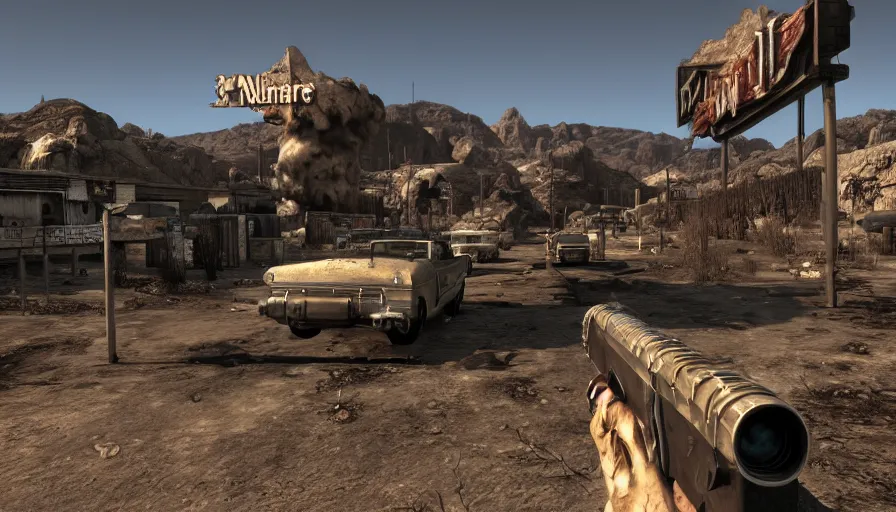 Image similar to 3 d rendering of fallout new vegas, unreal engine, 4 k, ultra detailed