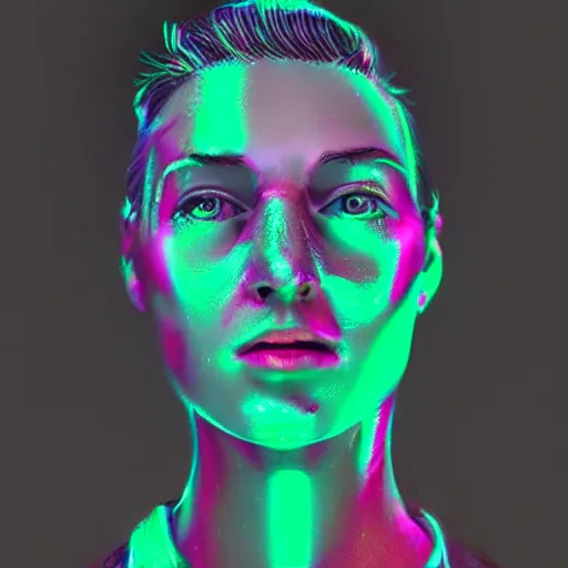 Prompt: a human portrait made out of rain, neon light, beautiful, rendered in octane, unreal engine, realistic, comic book art