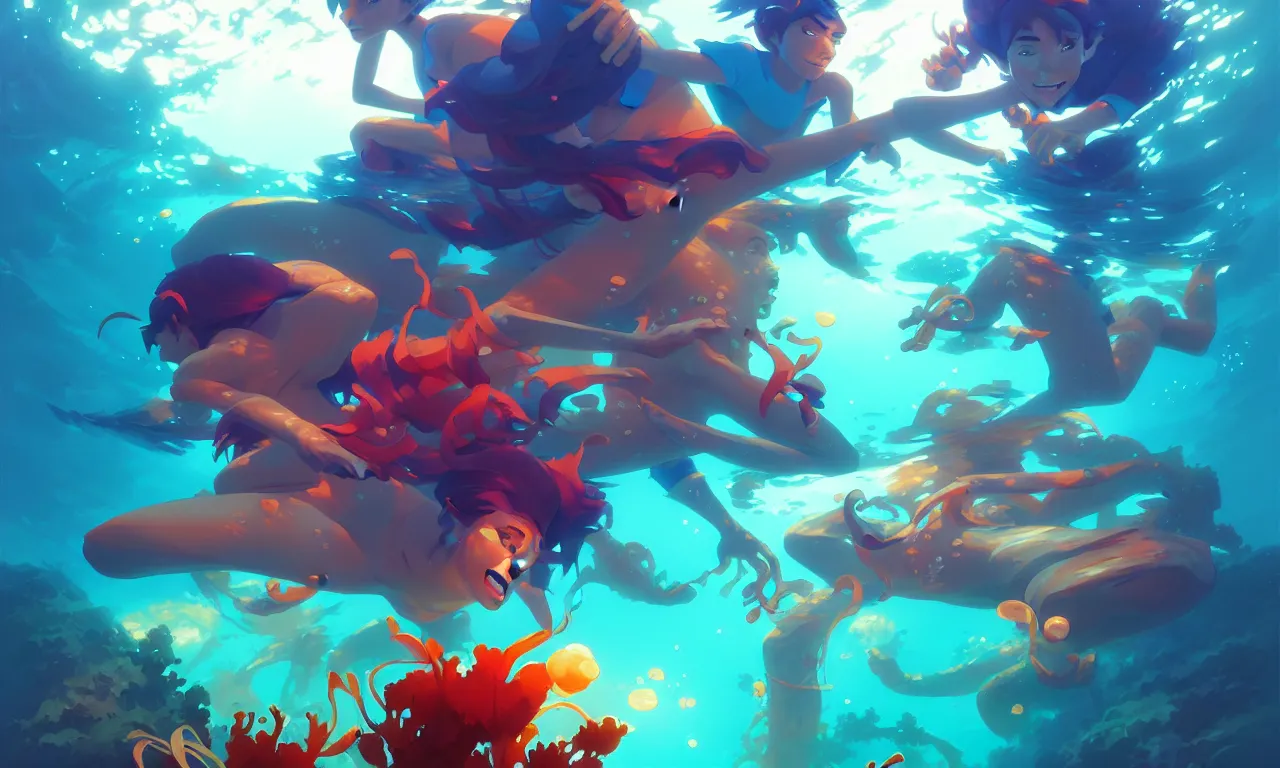 Image similar to Box of treasure laying underwater hd by Jesper Ejsing, by RHADS, Makoto Shinkai and Lois van baarle, ilya kuvshinov, rossdraws global illumination