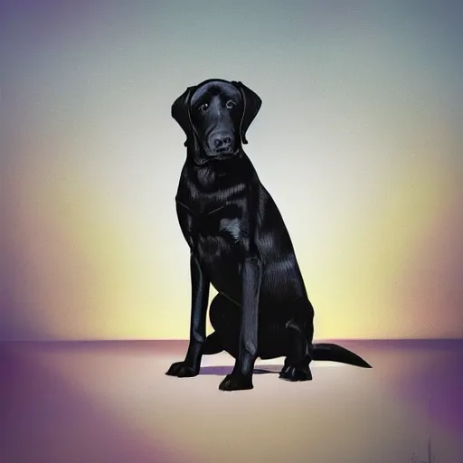 Prompt: epic album cover, black lab, tending on artstation, award - winning art