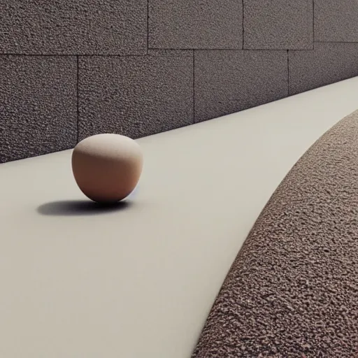 Prompt: perfume bottle, peach - colored zen clean modern minimalist japanese rock garden by peter tarka in an ivory room well contoured smooth fair walls, up close shot, sharp focus, zen, clean, modern minimalist, octane highly render, 4 k, ultra hd,