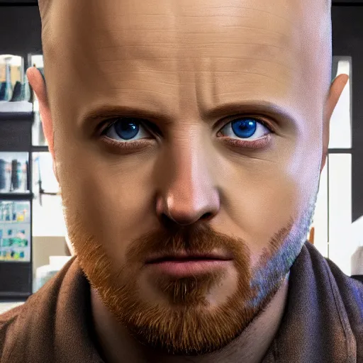 Prompt: Hyperrealistic ultradetailed matte painting of Jesse Pinkman working at a coffee shop, realistic, detailed lighting, cinematic, trending on artstation and 500px and behance