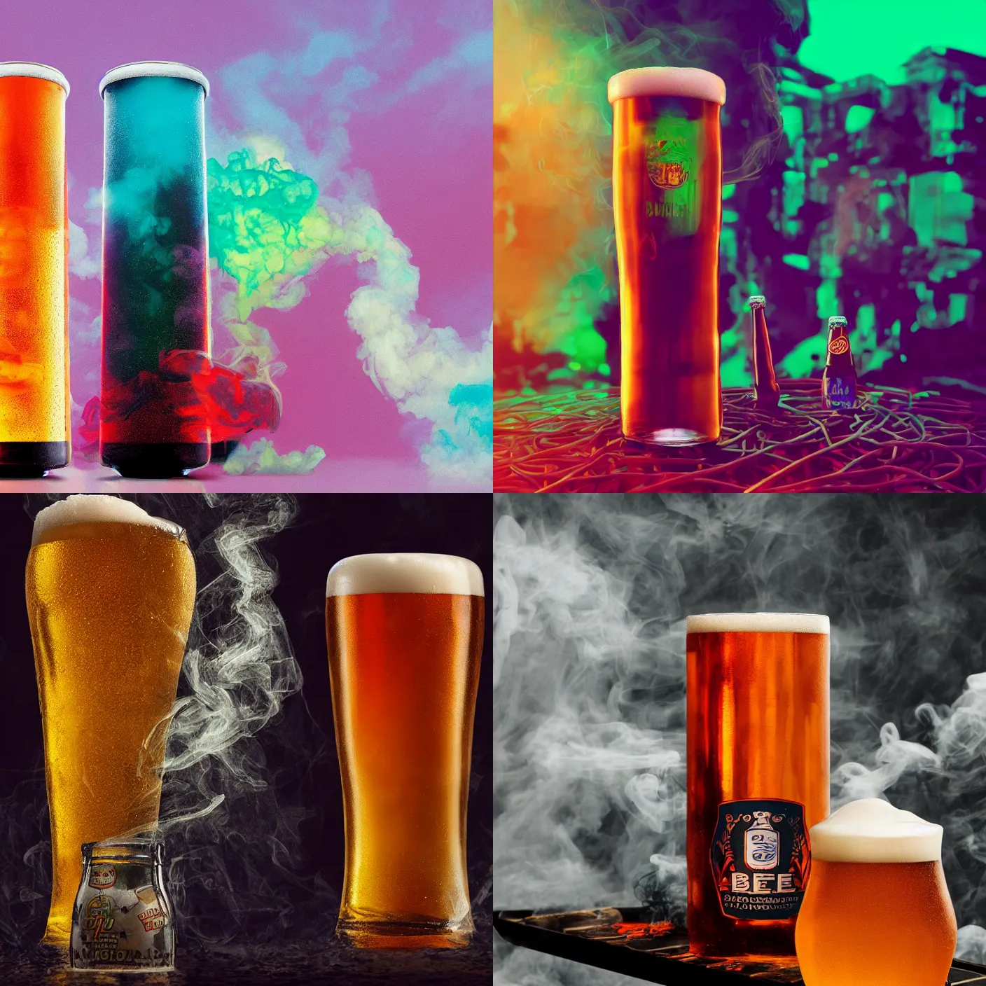 Prompt: colored lager beer made out of smoke by beeple