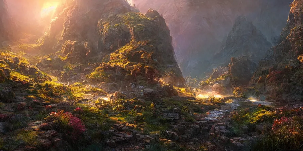 Image similar to let us not wallow in the valley of despair, i say to you today, my friends. ultrafine highly detailed hyper colorful illustration, sharp focus, final fantasy, rozalski, craig mullins, federico pelat, unreal engine highly rendered, global illumination, radiant light, intricate and detailed environment