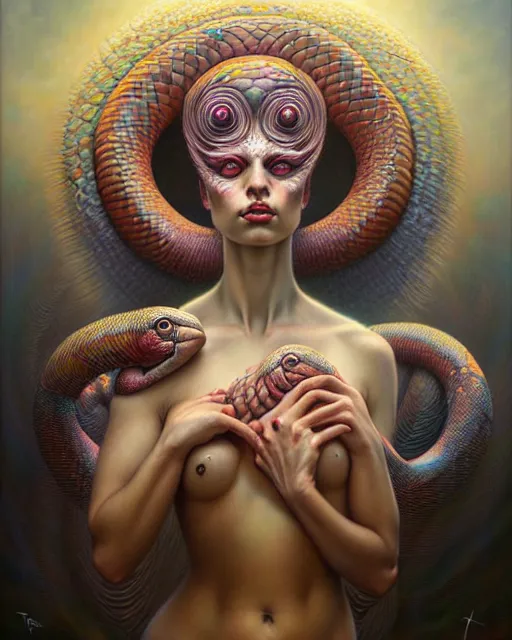 Image similar to a detailed portrait of dreampunk flamingo python hybrid mix beautiful! goddess by tomasz alen kopera and peter mohrbacher