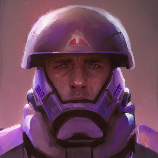 Image similar to portrait of a man by greg rutkowski, a soldier of the galactic dominion, wearing a purple tactical gear, star wars expanded universe, highly detailed portrait, digital painting, artstation, concept art, smooth, sharp foccus ilustration, artstation hq