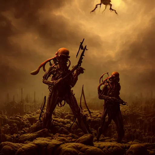 Prompt: goblin recon squad creepy, nightmare, dream - like heavy atmosphere, neoclassic, baroque painting, beautiful detailed intricate insanely detailed octane render trending on artstation, 8 k artistic photography, photorealistic, volumetric cinematic light, chiaroscuro, raphael, caravaggio, beksinski, giger, rembrandt