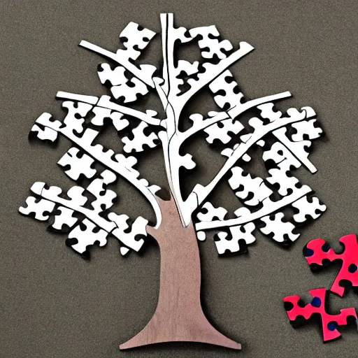 Image similar to tree with jigsaw puzzle leaves