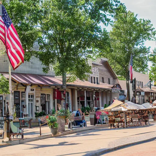 Prompt: The town square of a typical town in Arkansas