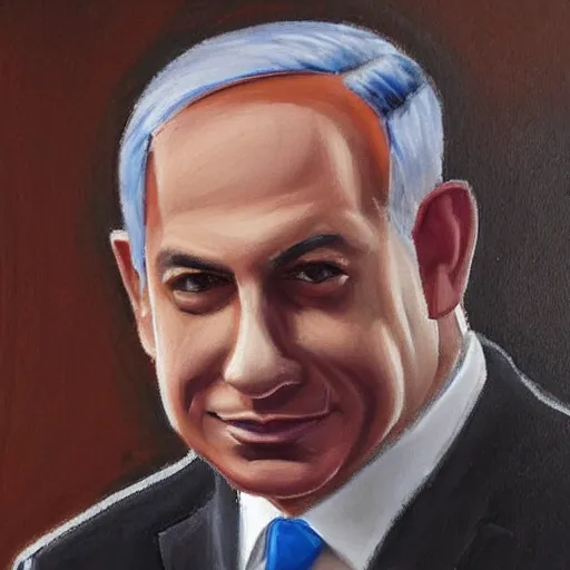 Image similar to portrait of benjamin netanyahu, by a child