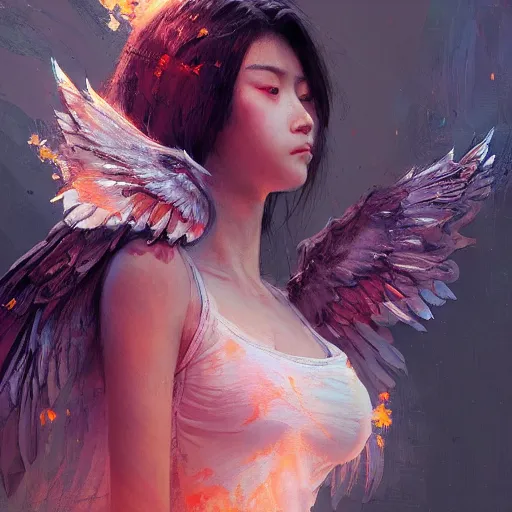 Image similar to beauty girl asian, wings, hyper detailed, insane details, intricate, elite, elegant, luxury, spring light, by ismail inceoglu dragan bibin hans thoma greg rutkowski alexandros pyromallis rene maritte illustrated, perfect face, fine details, realistic shaded, fine - face, pretty face